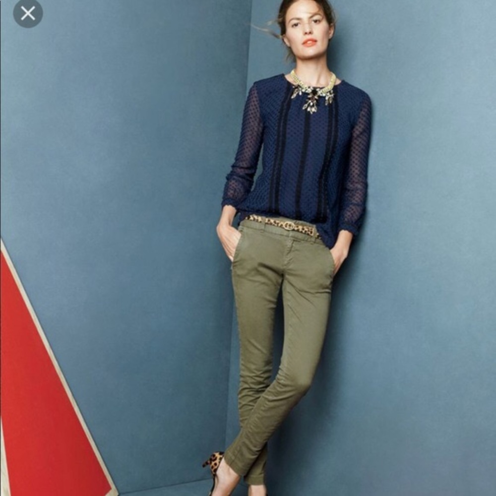 J. Crew Lace Trim Swiss Dot Top